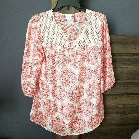 calypso st barth 100% Silk womans v neck shirt size med‎ medium by  for target - Picture 1 of 9